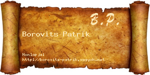 Borovits Patrik névjegykártya