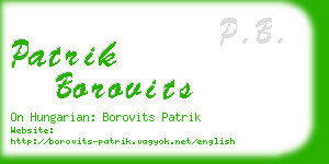 patrik borovits business card